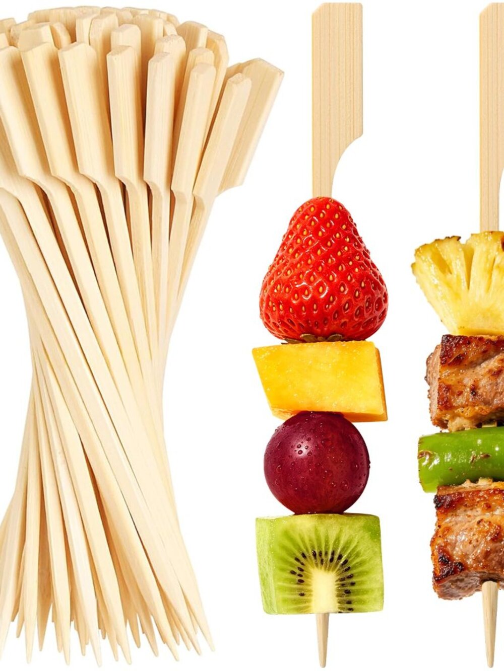 300PCS Cocktail Picks Bamboo Skewers for Appetizers, Paddle Wooden Skewers, 4.7